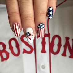 Red Manicure Designs, American Manicure Nails, 4th Of July Ideas, Gel Nails Fall, Spirit Nails, American Manicure, Red And White Nails