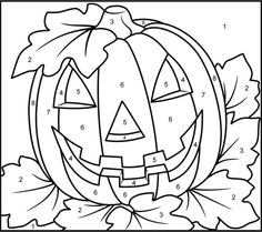 a pumpkin with leaves and numbers on it for halloween coloring pages, including the letter a