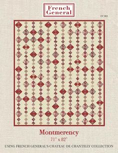 the front cover of a book with an image of a red and white quilt