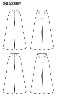 Flat Pants, Fashion Design Template Clothes, Flat Pattern Fashion, Trousers Sketch, Pocket Sketch, Pants Technical Drawing, Pants Flat Sketch Women, Croquis Fashion, Trousers Pattern