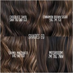 A rich, Shades EQ Gloss brunette four different ways. 🤎 Which #brunetteformula by @adelencolorist 🇺🇸 is your favorite? | Instagram Redken Shades Eq Maple, Redken Shades Eq Formulas 7m, Ash Brown Hair Formula Redken, Shades Eq Toner Formulas Ash Brown, Mushroom Brown Hair Color Formula Shades Eq, Dark Balayage Formula, Chunky Carmel Blonde Highlights, Toner For Light Brown Hair, Shades Eq Cool Brown Formula