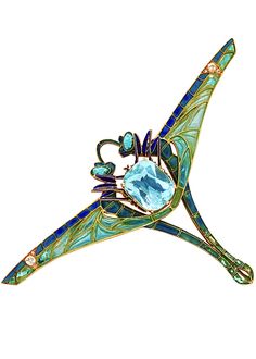 René Lalique | Art Nouveau ’Two Dragonflies’ Pendant, early 1900s, aquamarines/ enamel/ diamonds/ corned-cut rectangular aquamarine/ window & ‘paillonne’ enamels/ old-cut diamonds/ 18k gold, pendant 8.6 x 5.3 cm, chain 51 cm, signed Lalique. Sold at auction for €72,500 on Dec 5, 2019 Memorable Jewelry, Aqua Marine, Art Deco Era, Black Bird