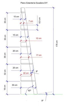 a drawing of a ladder with measurements