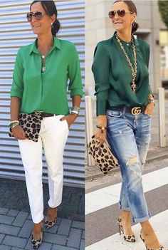 Cute Friday Outfits For Work, Over 45 Fashion Outfits, Classy Miami Outfits, Over 50 Womens Fashion 50 And Fabulous, 2023 Trends For Women, Outfits Over 40, Green Shirts