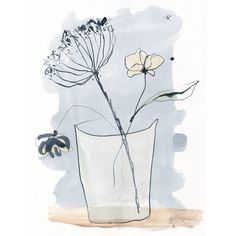 a painting of flowers in a glass vase