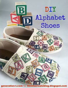 Homemade Shoes, Block Shoes, White Canvas Shoes, Plain Canvas, Alphabet Blocks, Custom Painted Shoes, Handmade Wardrobe