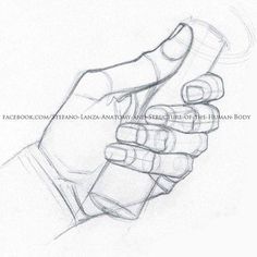 a pencil drawing of a hand holding an object