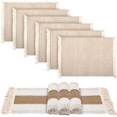 PRICES MAY VARY. Table Runner and Placemats Set: you will receive 6 pieces macrame placemats which are approx. 11.81 x 17.72 inches/ 30 x 45 cm and 1 farmhouse style table runner which is approx. 11.81 x 70.87 inches/ 30 x 180 cm, fitting most rectangular, round or square tables, nice for decorating dining rooms and coffee tables Bohemian Style Design: the macrame table runner and placemats set is made of delicate burlap woven hollow stripe cotton fabric, stylish hand made tassel design and simp Boho Farmhouse Table, Dining Room Table Placemats, Coffee Table Beige, Farmhouse Placemats, Bohemian Style Design, Farmhouse Table Runner, Table Beige, Coffee Table Cover, Macrame Table