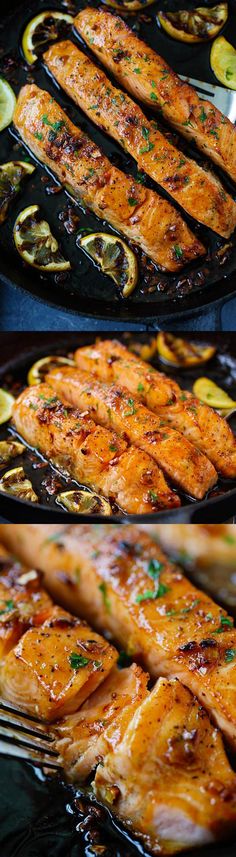 grilled salmon and zucchini being cooked on the grill