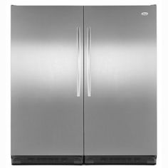 a stainless steel double door refrigerator