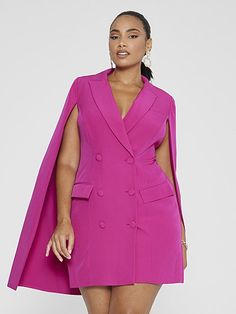 Plus Size Sabine Cape Blazer Dress | Fashion to Figure Blazer Dress Curvy, Purple Sequin Dress, Cape Blazer, Cutout Sweater, Shimmer Dress, Corset Style Tops, Sequin Bodycon Dress, Fashion To Figure, Bodycon Dress With Sleeves