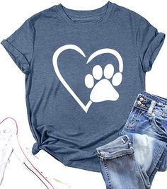 a t - shirt with a dog's paw in the shape of a heart