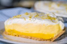 a slice of lemon pie on a plate