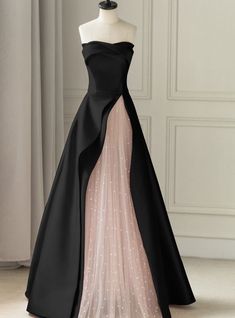 Formal Prom Dresses Long, Floor Length Prom Dresses, Glam Dresses, Formal Dresses Prom, Black And Pink