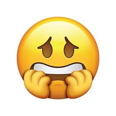 an emoticive smiley face with two hands on it's cheeks and eyes closed