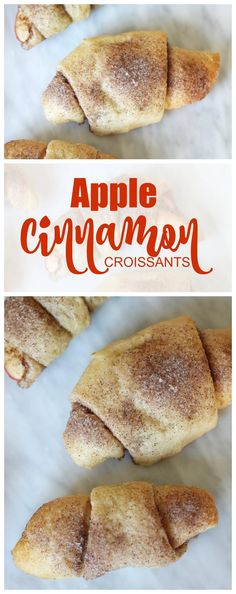 an apple cinnamon croissant is shown in three different pictures and the title reads