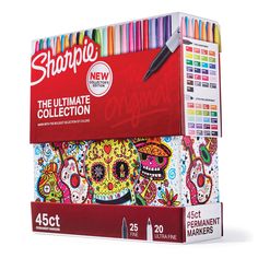 the ultimate collection of sharpie markers and markers in its display box with an assortment of markers