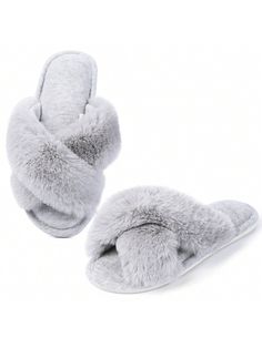 Grey Fashionable Collar    Bedroom Slippers Embellished   Women Shoes Comfy Gray Slippers For Indoor Use, Comfy Gray Indoor Slippers, Comfortable Soft Slippers For Fall, Comfortable Soft Slippers For Spring, Soft Comfortable Spring Slippers, Spring Comfortable Slippers, Super Soft Open Toe Winter Slippers, Spring Loungewear Slippers With Round Toe, Comfy Indoor Slippers For Spring