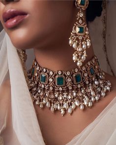 Kundan Jewellery Set, Choker Necklace Designs, Fancy Jewellery Designs, Jewelry Set Design, Antique Bridal Jewelry