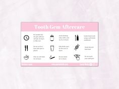 Tooth Gem Aftercare Template, Editable Teeth Crystals Care Card, Printable Tooth Jewel Care Guide Tooth Gem Card Template - Etsy Tooth Gems After Care, Tooth Gem Technician Room, Tooth Gem Business, Tooth Jewel, Aftercare Cards, Tooth Gems, Tooth Gem, First Tooth