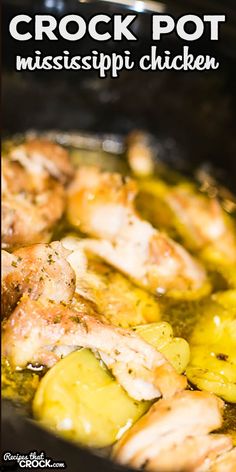 crock pot mississippipii chicken is cooking in a skillet