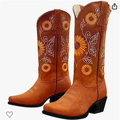 I Bought These For My Daughter, But They Didn’t Fit. The Boots Are A Bit More Rust Than Brown. Sunflower Cowgirl Boots, Sunflower Boots, Cheetah Print Shoes, Short Cowboy Boots, Brown Slip On Shoes, Joggers Shoes, Boots Cowgirl, Pink Slippers, Strappy Platform Sandals