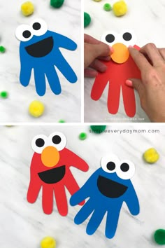 Cookie Monster Craft, Elmo Craft, Sesame Street Crafts, Arts And Crafts For Kids Easy, Prek Teacher, Elmo And Cookie Monster, Monster Craft, Construction Paper Crafts, Fun Activities For Toddlers