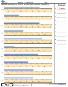 a ruler worksheet with numbers and measurements for students to practice their measurement skills