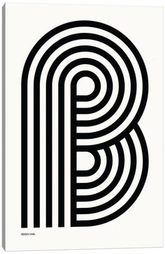 the letter b in black and white canvas art print