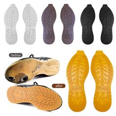 Description: 100% Brand New and high quality. It can be cut freely and is easy to use. The sole repair material,rubber anti-wear shoe pieces,are made of safe and odorless materials,which are flexible and practical,non-slip and wear-resistant. Features: Material: rubber Color: white, brown, black, yellow, clear Size: as the picture shows (1 inch =25.4mm or 1mm = 0.0393 inch) Package Includes: 1 Pair Non-slip Sole Stickers Notice: 1.Please allow 2-3% error due to manual measurement. Please make su Shoe Sole Repair, Rubber Shoe, Flexible Shoes, Shoe Repair, Leather Boot Shoes, Rubber Shoes, Sole Shoes, Sport Sneakers, Shoe Care