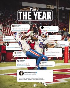 two football players collage on twitter with the caption play of the year