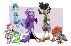 some very cute cartoon characters with different hair colors