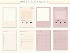 a set of pink notepads and digital notes