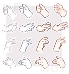 various hand gestures drawn in different ways