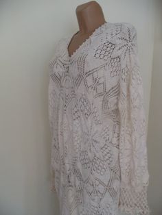 Dress robe   Delicate yvori lace dress, handknit.Wedding dress,Plus crochet knit clothing.Bridal gress Woven from 100% cotton. Washable at 30 degrees, not deformed during drying. Can be worn without lining on hot days Suitable for the beach. bust 90-120 cm hip 90 -130 cm length 145 cm size   38-48EU  size  10-18 USA Another size only on order Please pay only by peypal White Pointelle Knit V-neck Crochet Top, Elegant V-neck Crochet Dress, Elegant White V-neck Crochet Top, Elegant Lace Crochet Dress With Open Knit, Elegant Open Knit Lace Crochet Dress, White Lace V-neck Crochet Top, White Knitted V-neck Dress, White Open Knit V-neck Dress, White V-neck Pointelle Knit Dress