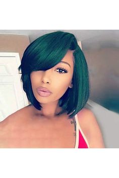 Short bob wogs with hair bangs Short Straight Bob Wigs With Bangs green Bob wigs for women Short Pixie Bob Haircut green wig bob side part (Green) Green Hair With Bangs, Hair Bangs Short, Bob Side Part, Green Bob, Bob Wigs With Bangs, Short Pixie Bob, Wig Bob, Short Straight Bob, Pixie Bob Haircut