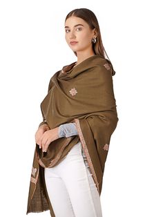 Explore the exquisite craftsmanship of our Beautifully Crafted Pashmina Shawl, a symbol of timeless elegance and premium quality. Handcrafted from luxurious Kashmiri pashmina, this shawl epitomizes sophistication and luxury, ensuring unparalleled comfort and style in every wear. Product Details: Hand Embroidered Pure Kashmiri Pashmina Material: Pure Pashmina (100% Cashmere) Size: 100 cm X 203 cm / 40 Inch X 80 Inch / 1.1 x 2.2 Yards (Approx) Color Options: Versatile hues to suit any occasion Emb Luxury Embroidered Festive Traditional Wear, Elegant Shawl With Traditional Patterns, Elegant Shawl With Zari Work For Formal Occasions, Elegant Unstitched Shawl For Eid, Elegant Formal Shawl With Zari Work, Elegant Shawl For Eid, Unstitched, Luxury Festive Shawl, Elegant Pashmina Shawl With Zari Work, Elegant Shawl With Zari Work