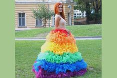 "Beautiful ruffled rainbow skirt, made out of 50m/164ft luxury Italian Tulle. You will for sure stand out with its bright colors and volume. Perfect for your prom, alternative wedding or for pride day / pride month. Care: hand wash and hang dry Available Size: XS, S, M, L, XL, 2XL, 3XL, 4XL, 5XL, 6XL, 7XL, 8XL SIZE CHART : (measurements of the body NOT of the garment) XS / 4 UK / 0 US Bust: around 33.5\" / 85 cm Waist: around 26\" / 66 cm Hips: around 36\" / 91 cm Approxx Height: 5'3\" / 160 cm Rainbow Tulle Skirt, Tulle Skirt Long, Victorian Petticoat, Prom Skirt, Rainbow Skirt, Elle Dress, Frill Skirt, Clothing Art, Wedding Skirt