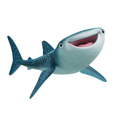 a toy shark with its mouth open in the air