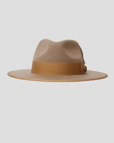 Fall Panama Hat With Curved Brim In Fur Felt, Beige Wool Fedora With Curved Brim, Brown Fur Felt Hat With Flat Crown, Beige Brimmed Fur Felt Fedora, Beige Wool Fedora With Wide Brim, Beige Wool Wide Brim Fedora, Beige Fur Felt Brimmed Fedora, Flat Brim Fur Felt Hat, Beige Fur Felt Brimmed Hat