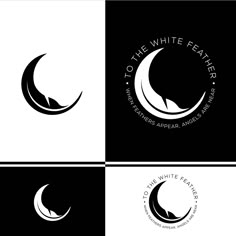 the logo for to the white feather, which has been designed in black and white