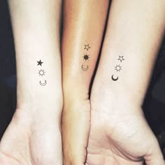 two people with matching tattoos on their arms