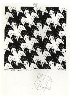 black and white drawing of an abstract design with triangles in the center, on a sheet of paper