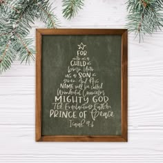 a framed christmas tree with the words for children on it