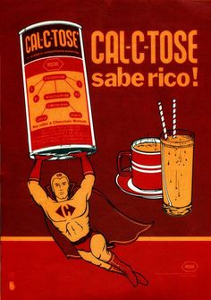 an advertisement for cal - tacose sabe rice with a man holding a can