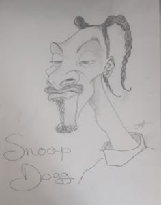 a drawing of a man with dreadlocks on his head and the words snoop dogg above him