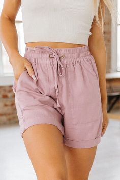 Looking for a stylish, comfortable, and modest pair of shorts? Look no further than our linen drawstring-waist shorts. These shorts are soft, breathable, and machine-washable. The drawstring waist ensures a perfect fit, and the pockets provide extra storage space. Elastic waistband Side pockets Lightweight Cuffed hem 55% Linen, 45% Rayon Inseam is 4.5" inches. Colors may vary slightly due to monitor resolution Colors: Sage Taupe Ash Rose Blue Grey Modest Shorts, Linen Shorts Women, Light Blue Top, Drawstring Waist Shorts, Italy Outfits, Rose Blue, Form Fitting Dress, Petite Outfits, Linen Shorts