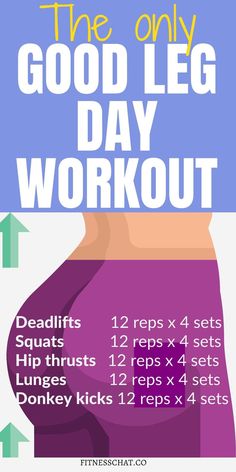 the only good leg day workout poster with instructions for how to do it and what to use