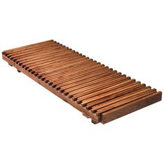 a wooden slatted floor mat on a white background