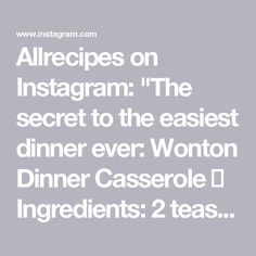 the text reads allrecipes on instagram the secret to the easier dinner ever won